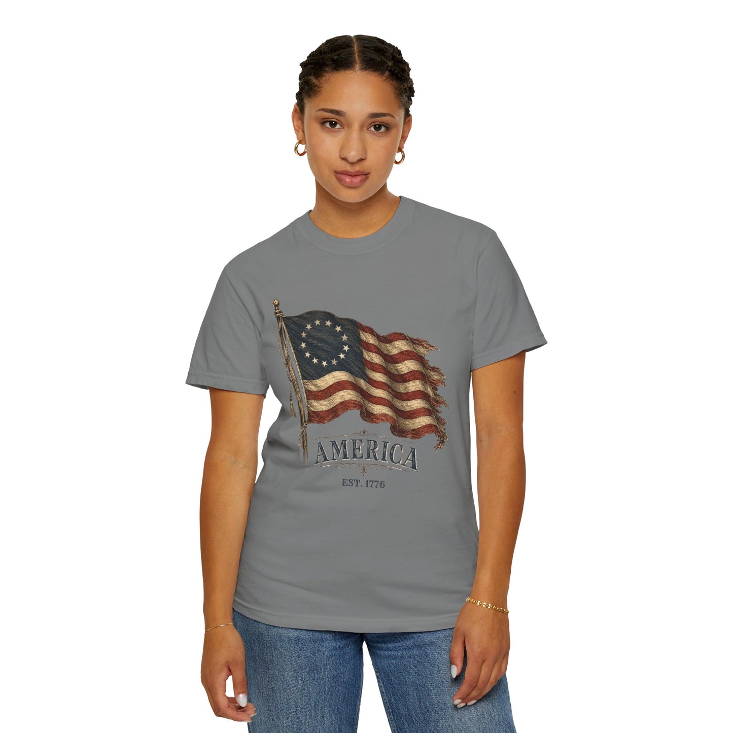 Distressed Founders Flag Tee | Comfort Colors Shirt