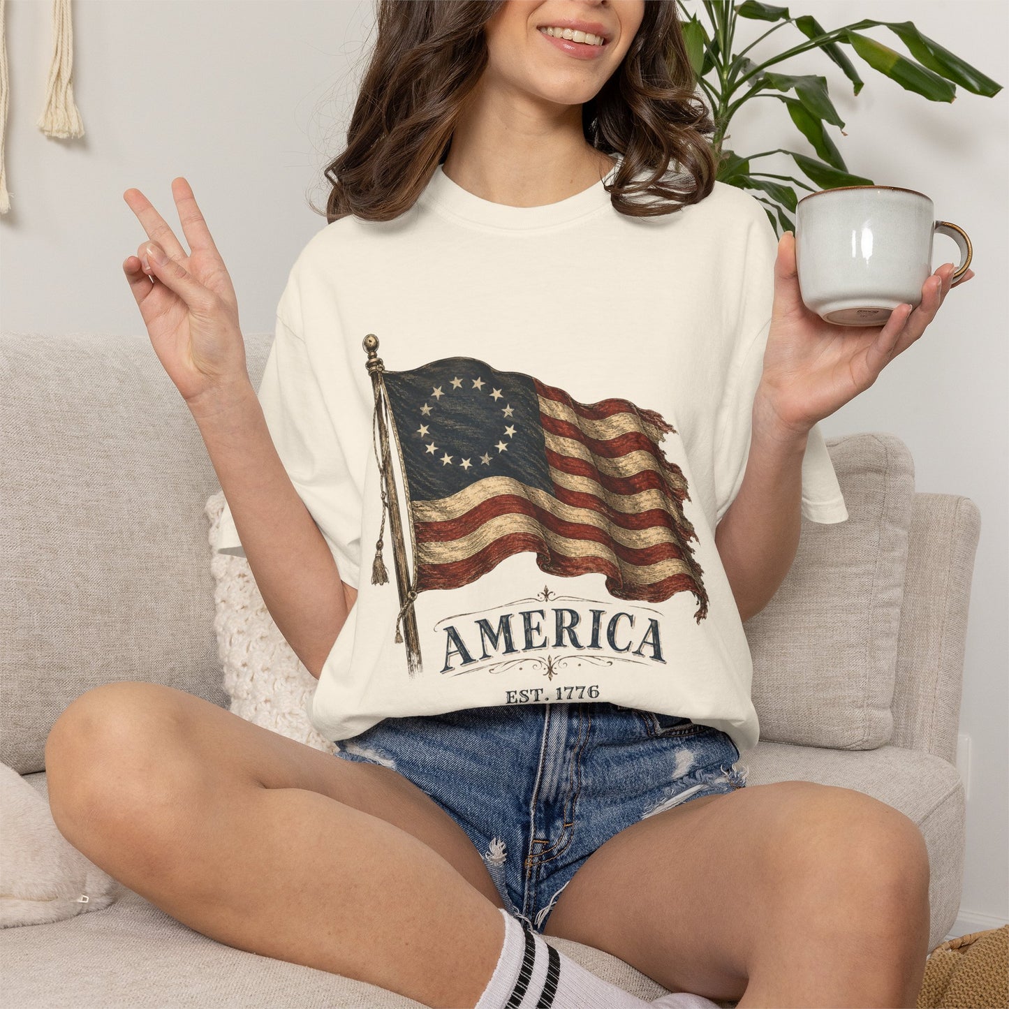 Distressed Founders Flag Tee | Comfort Colors Shirt