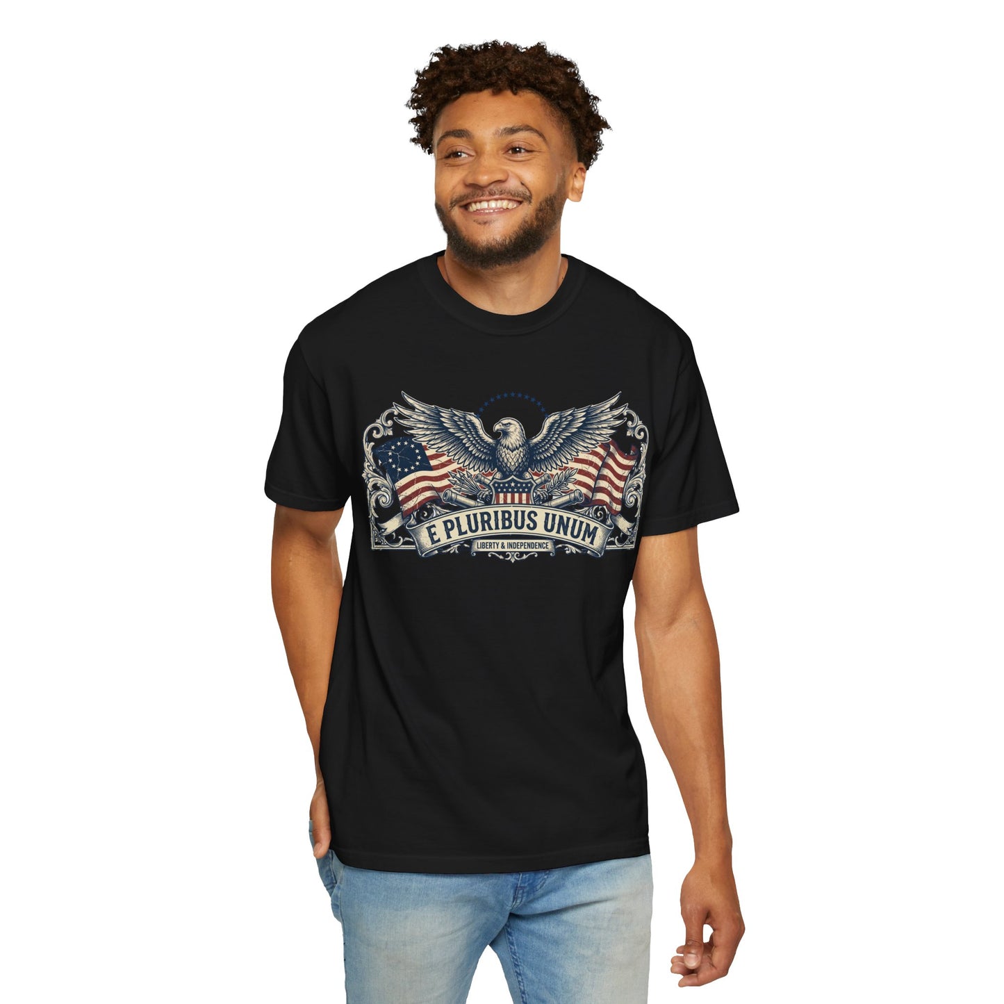 E Pluribus Unum Flag Red White Blue Tee | Comfort Colors Shirt