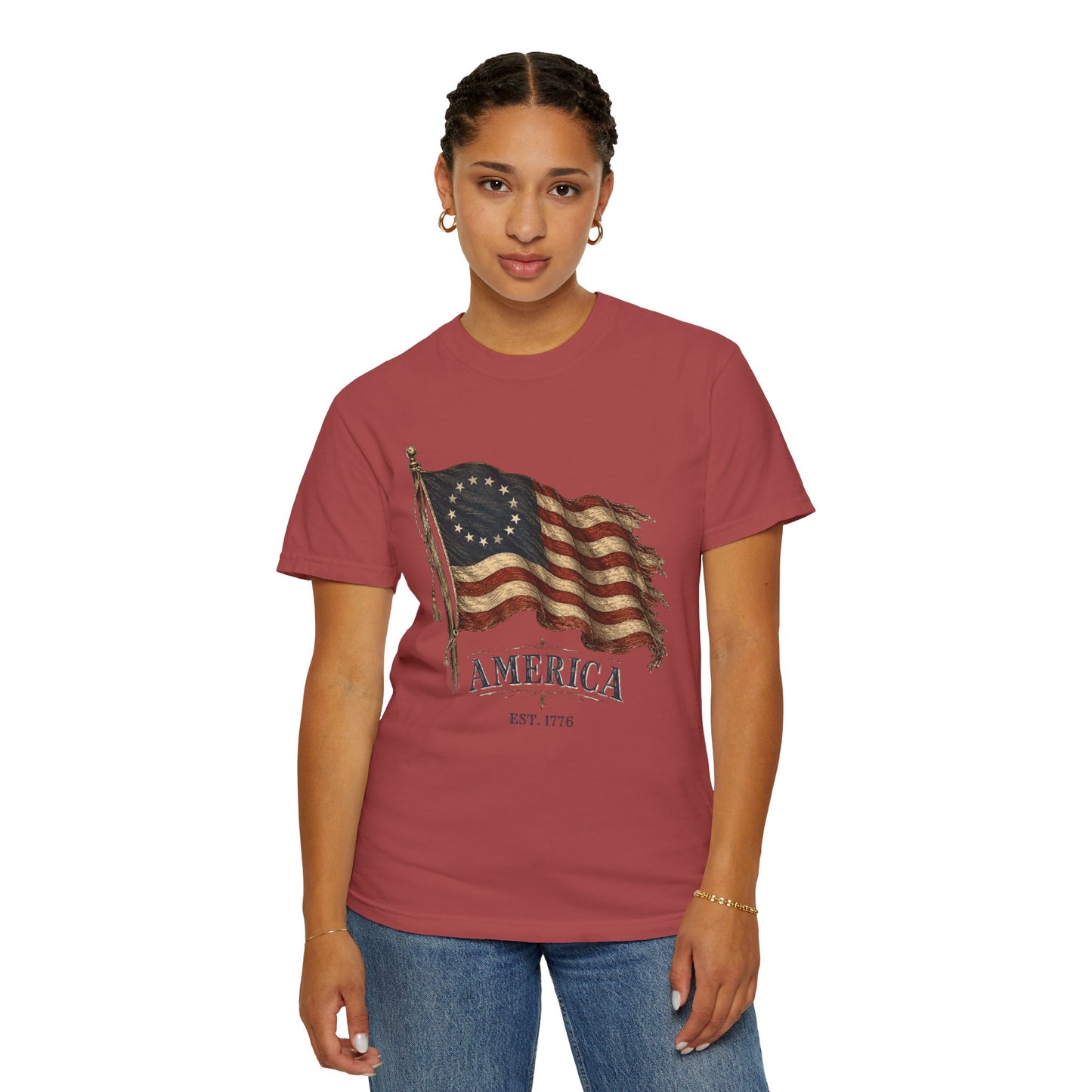 Distressed Founders Flag Tee | Comfort Colors Shirt