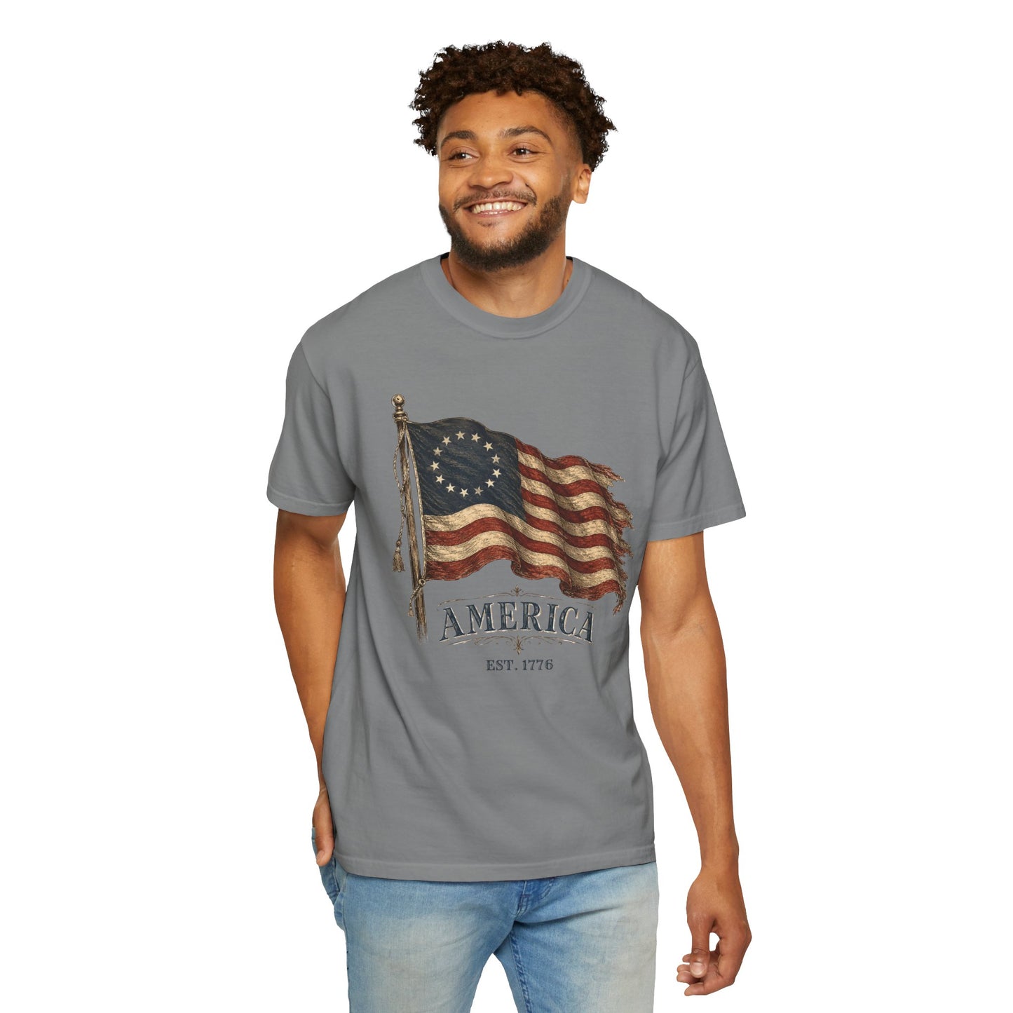 Distressed Founders Flag Tee | Comfort Colors Shirt