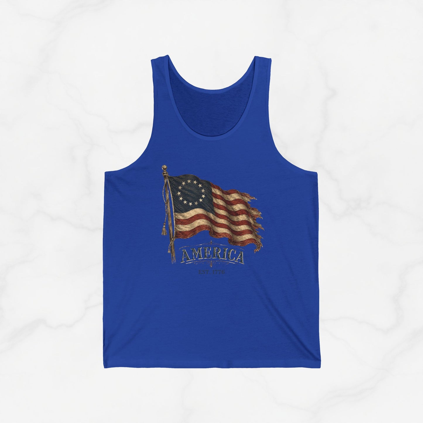 Distressed USA Founders Flag Tank Top | Unisex Bella+Canvas