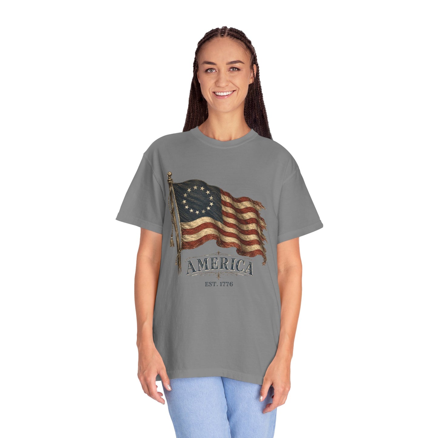 Distressed Founders Flag Tee | Comfort Colors Shirt