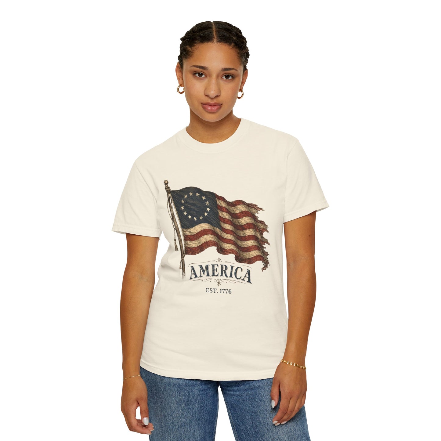 Distressed Founders Flag Tee | Comfort Colors Shirt
