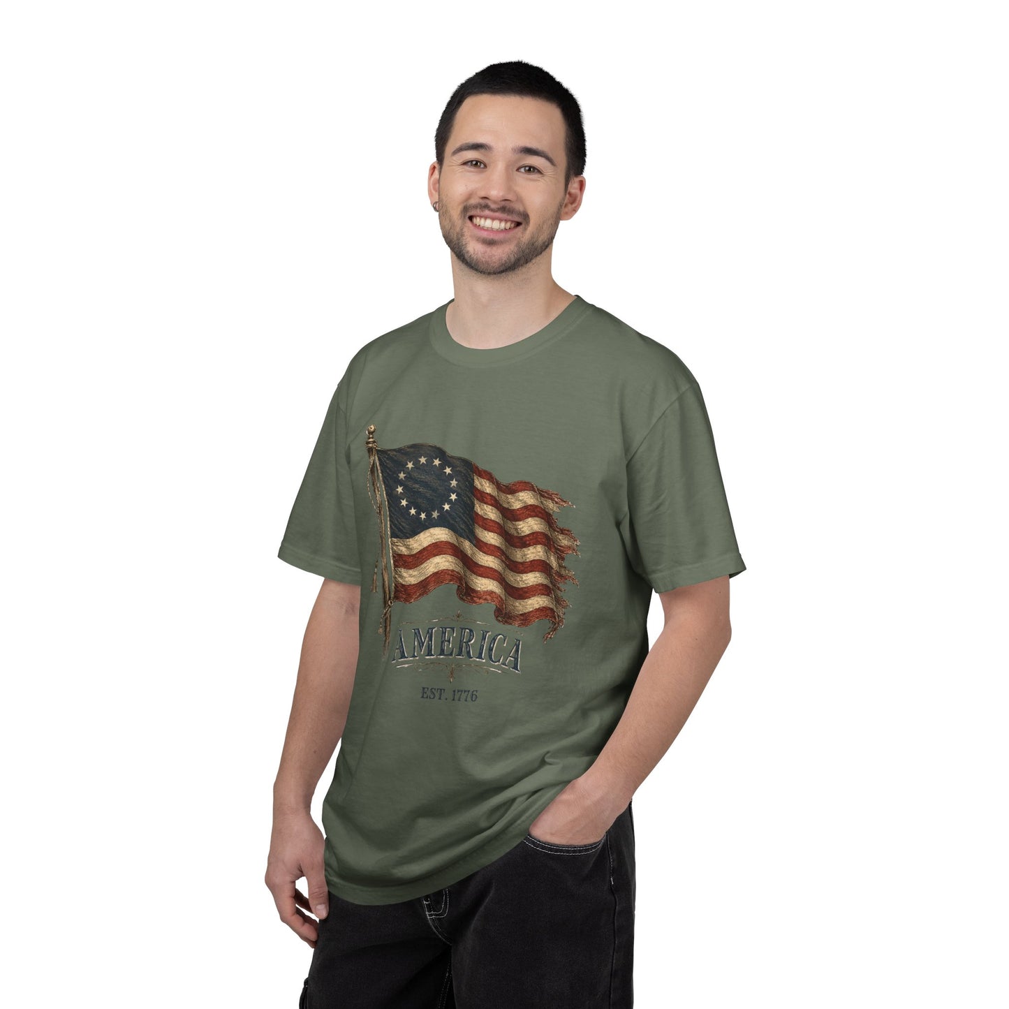 Distressed Founders Flag Tee | Comfort Colors Shirt