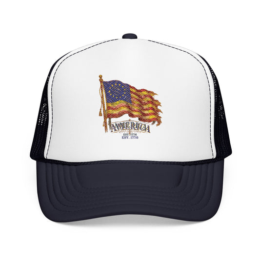 Distressed Founders Flag Foam Trucker Hat | America 250 OTTO Cap