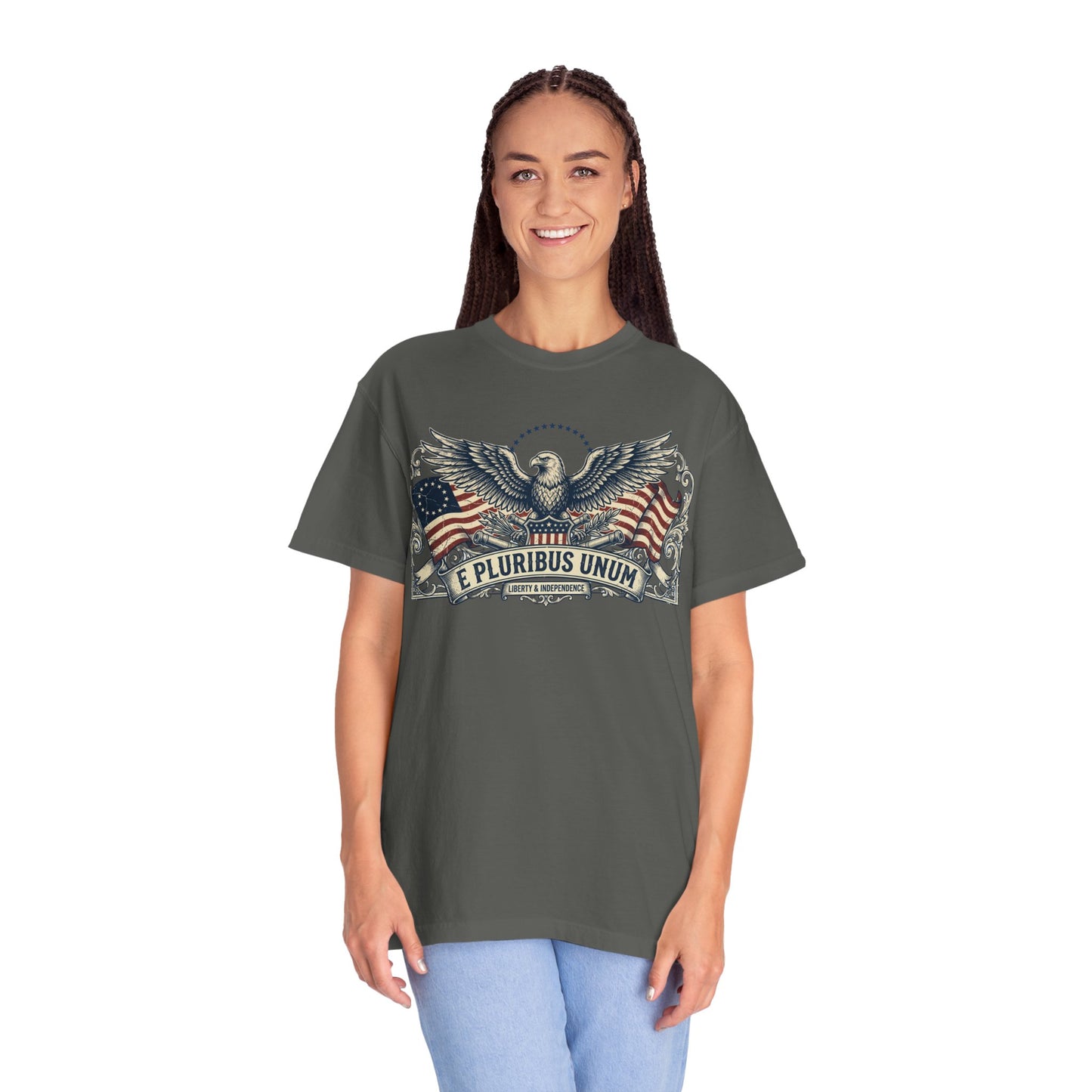E Pluribus Unum Flag Red White Blue Tee | Comfort Colors Shirt