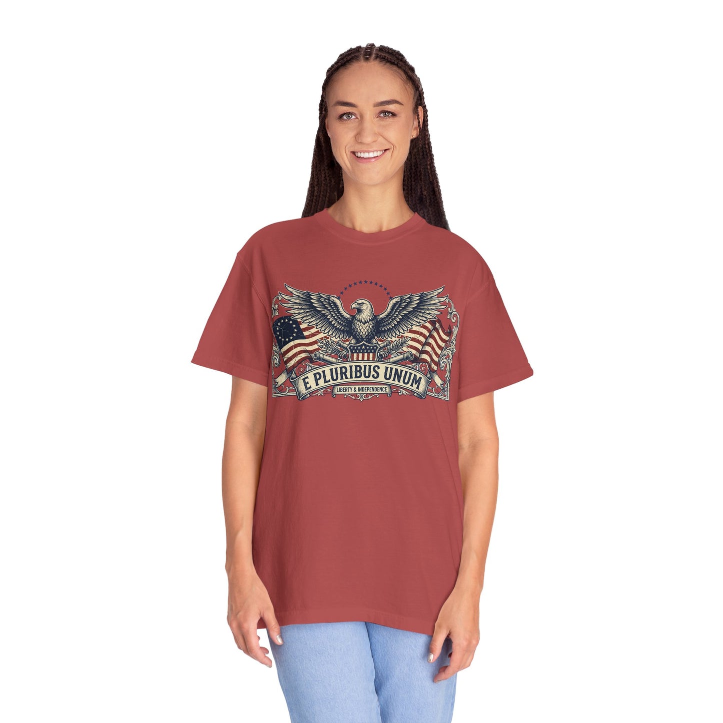 E Pluribus Unum Flag Red White Blue Tee | Comfort Colors Shirt