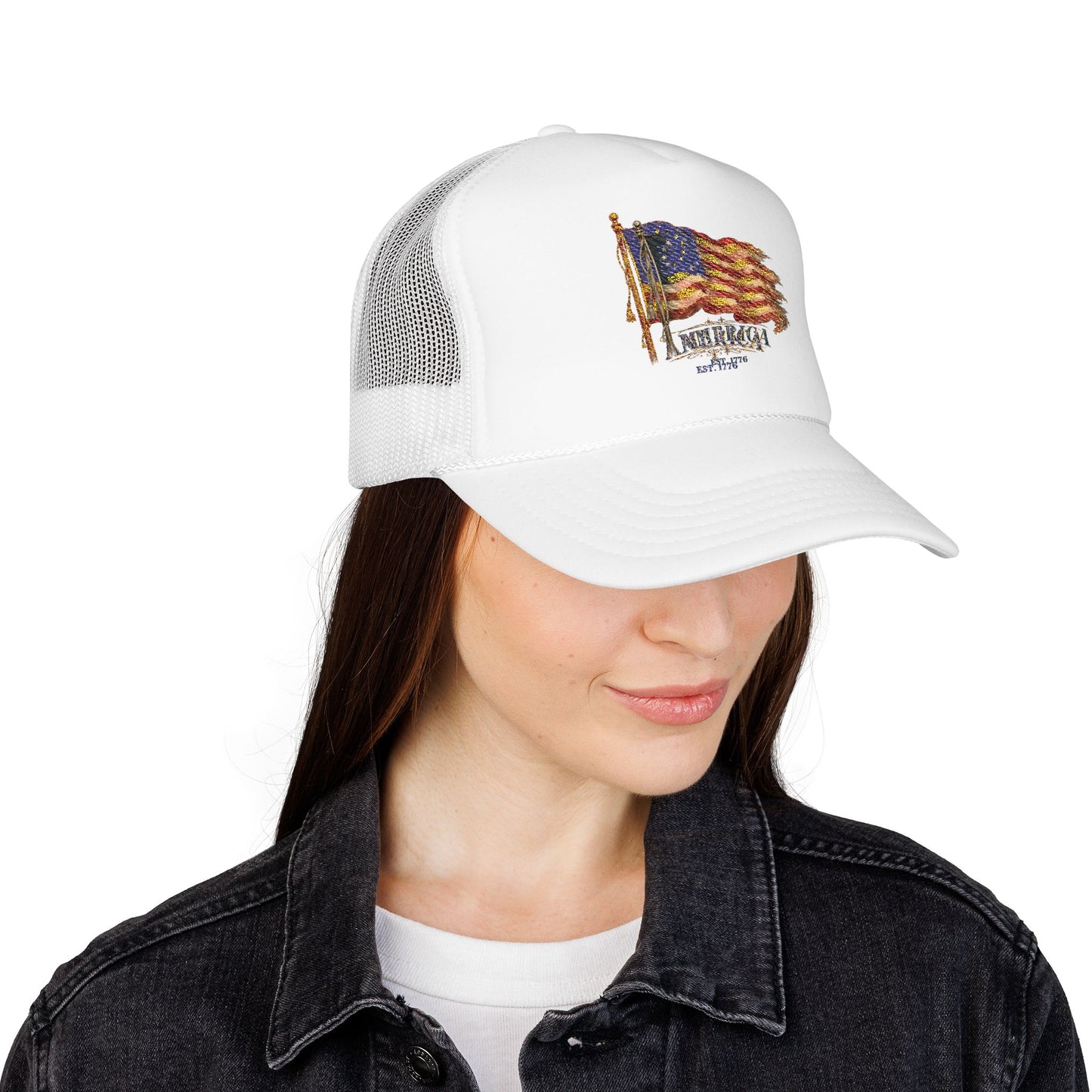 Distressed Founders Flag Foam Trucker Hat | America 250 OTTO Cap