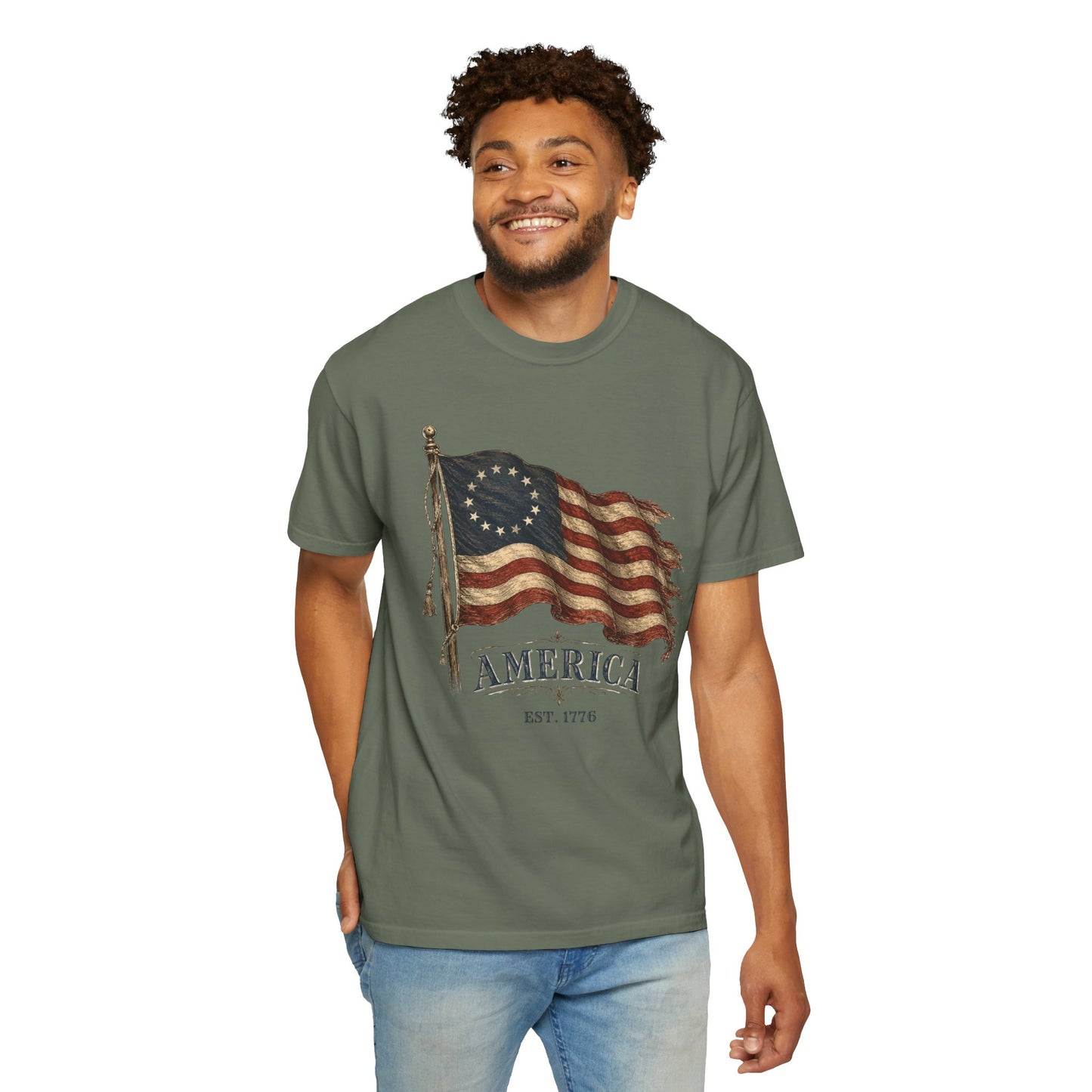 Distressed Founders Flag Tee | Comfort Colors Shirt