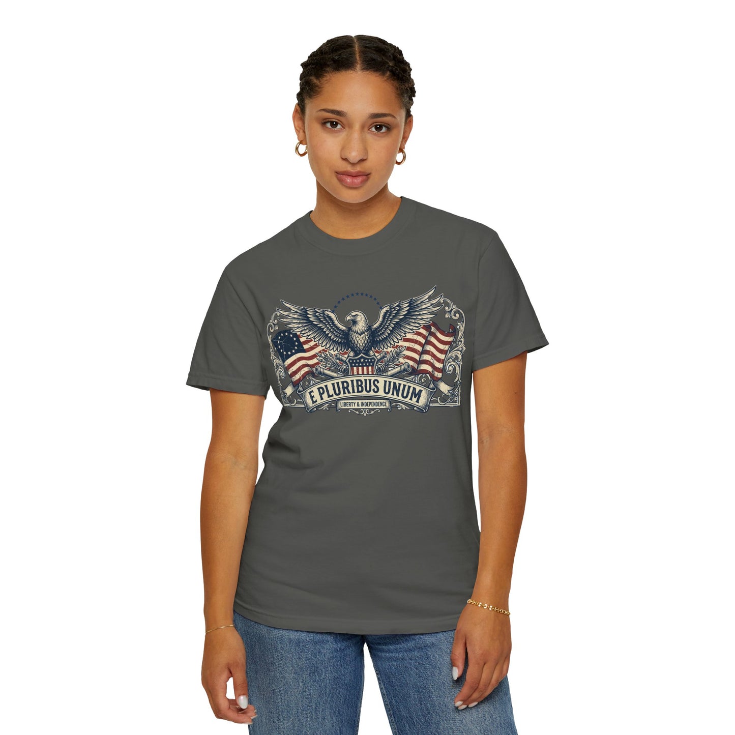 E Pluribus Unum Flag Red White Blue Tee | Comfort Colors Shirt