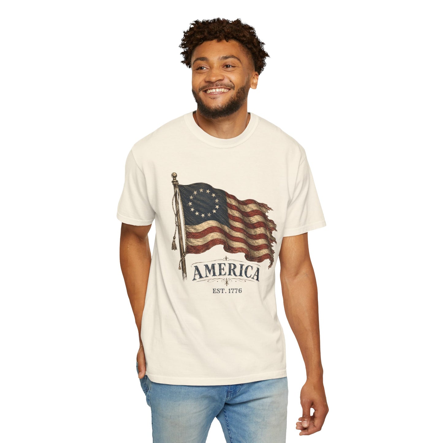 Distressed Founders Flag Tee | Comfort Colors Shirt