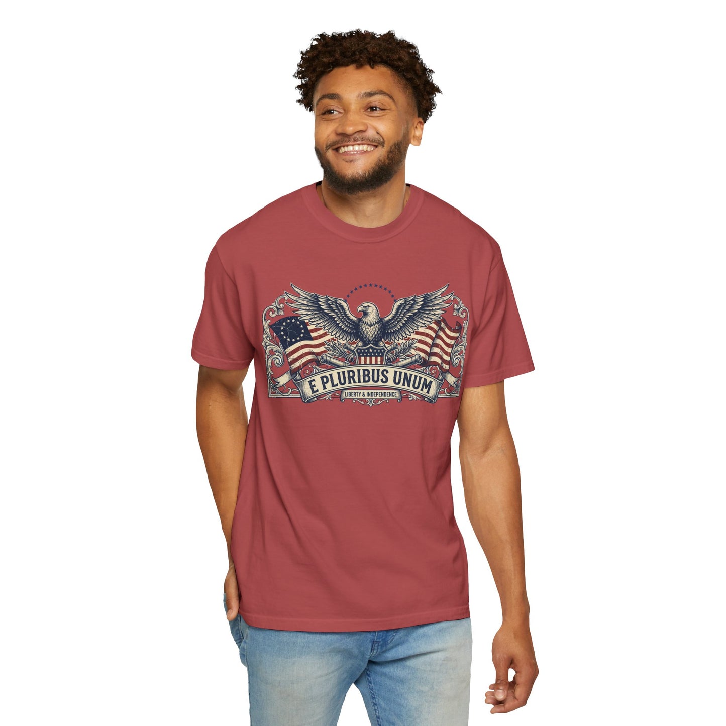E Pluribus Unum Flag Red White Blue Tee | Comfort Colors Shirt