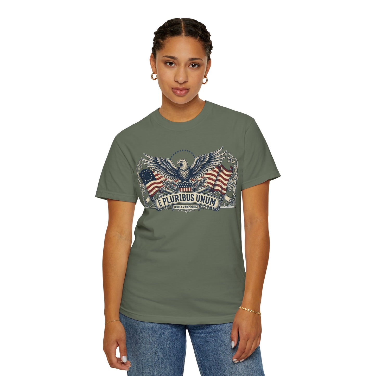 E Pluribus Unum Flag Red White Blue Tee | Comfort Colors Shirt