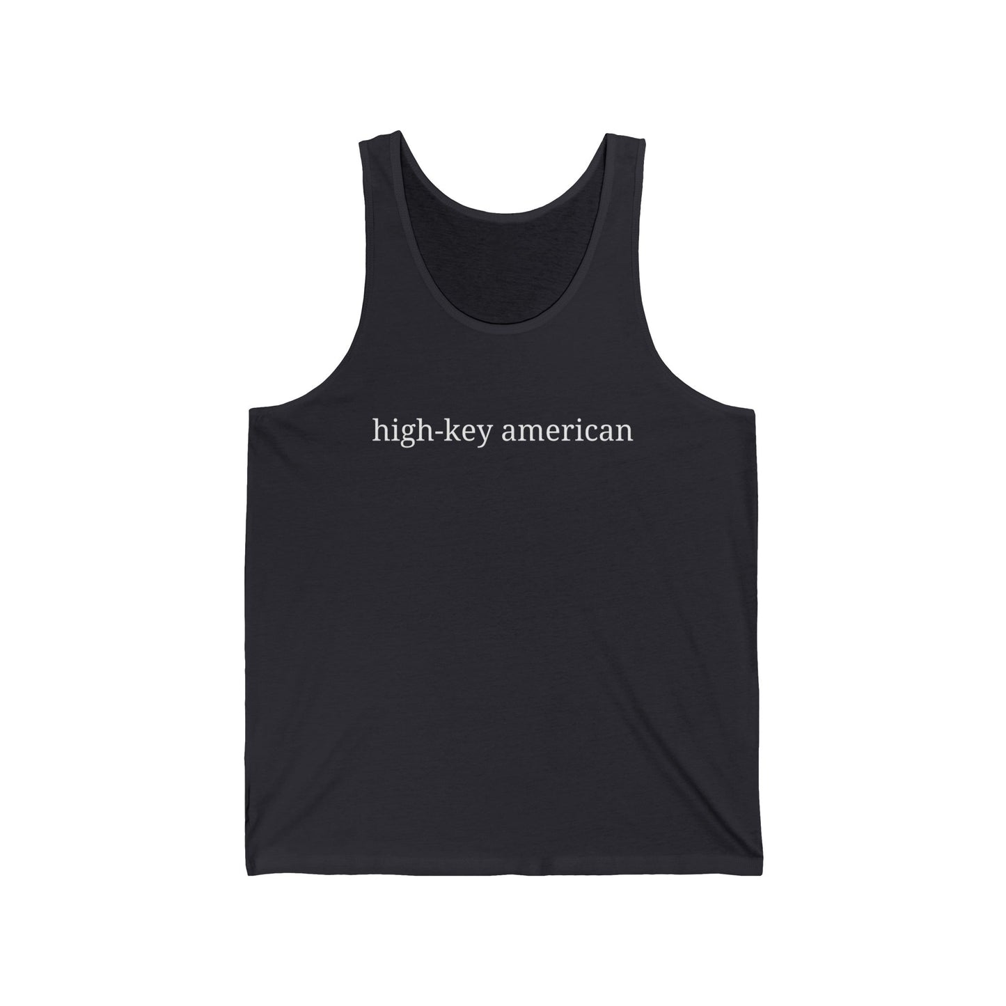 High-Key American Typography Minimalist Tank Top | Unisex Bella+Canvas