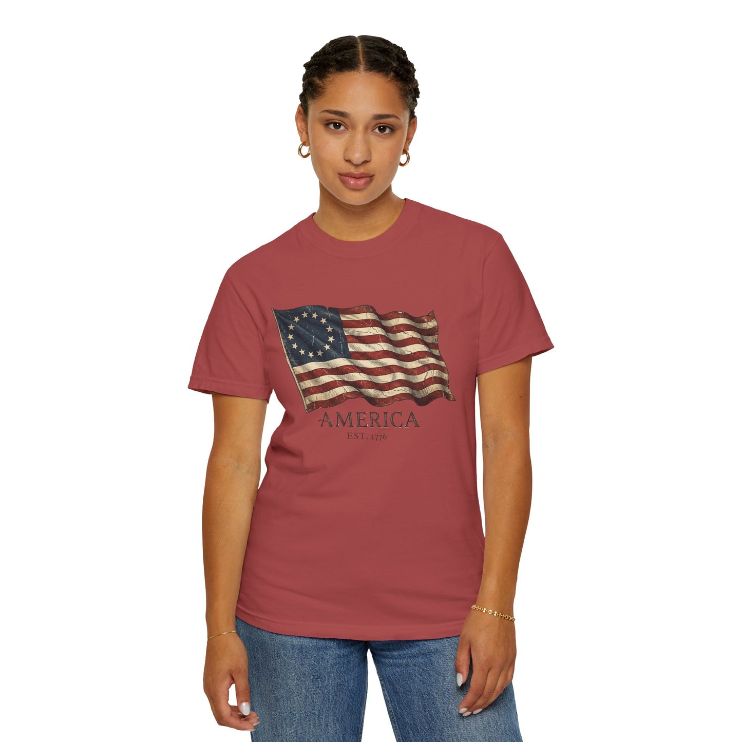 Founders Flag Comfort Colors Tank | America 250 Patriotic Tee