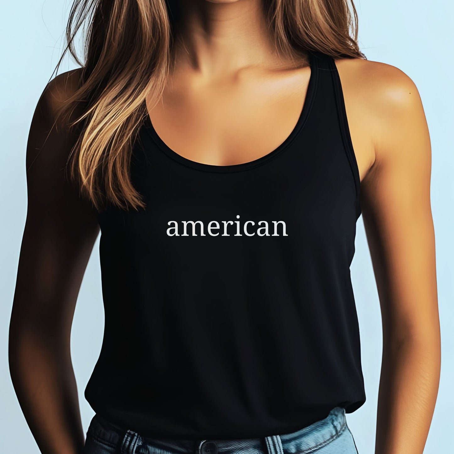 American Typography Minimalist Tank Top | Unisex Bella+Canvas
