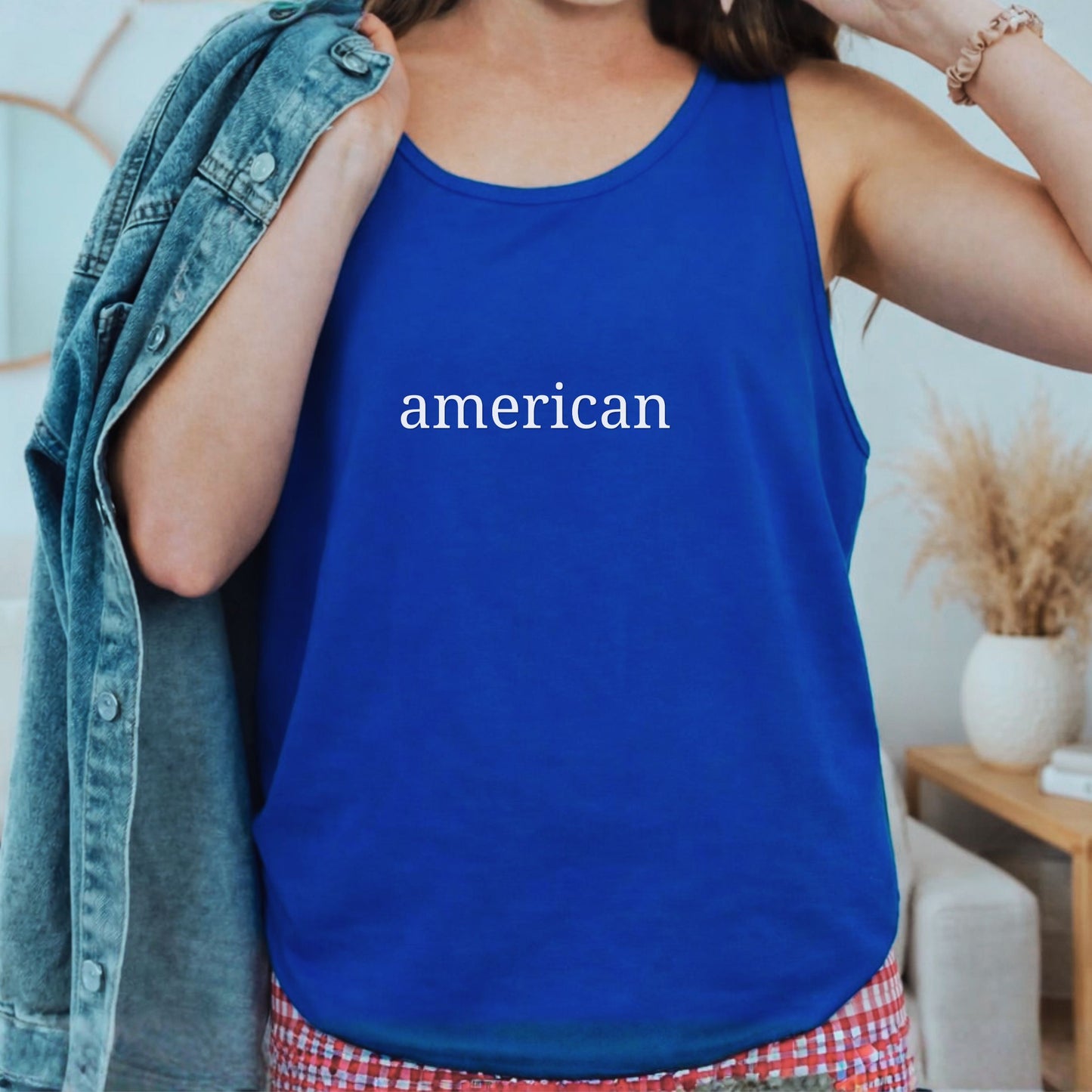American Typography Minimalist Tank Top | Unisex Bella+Canvas