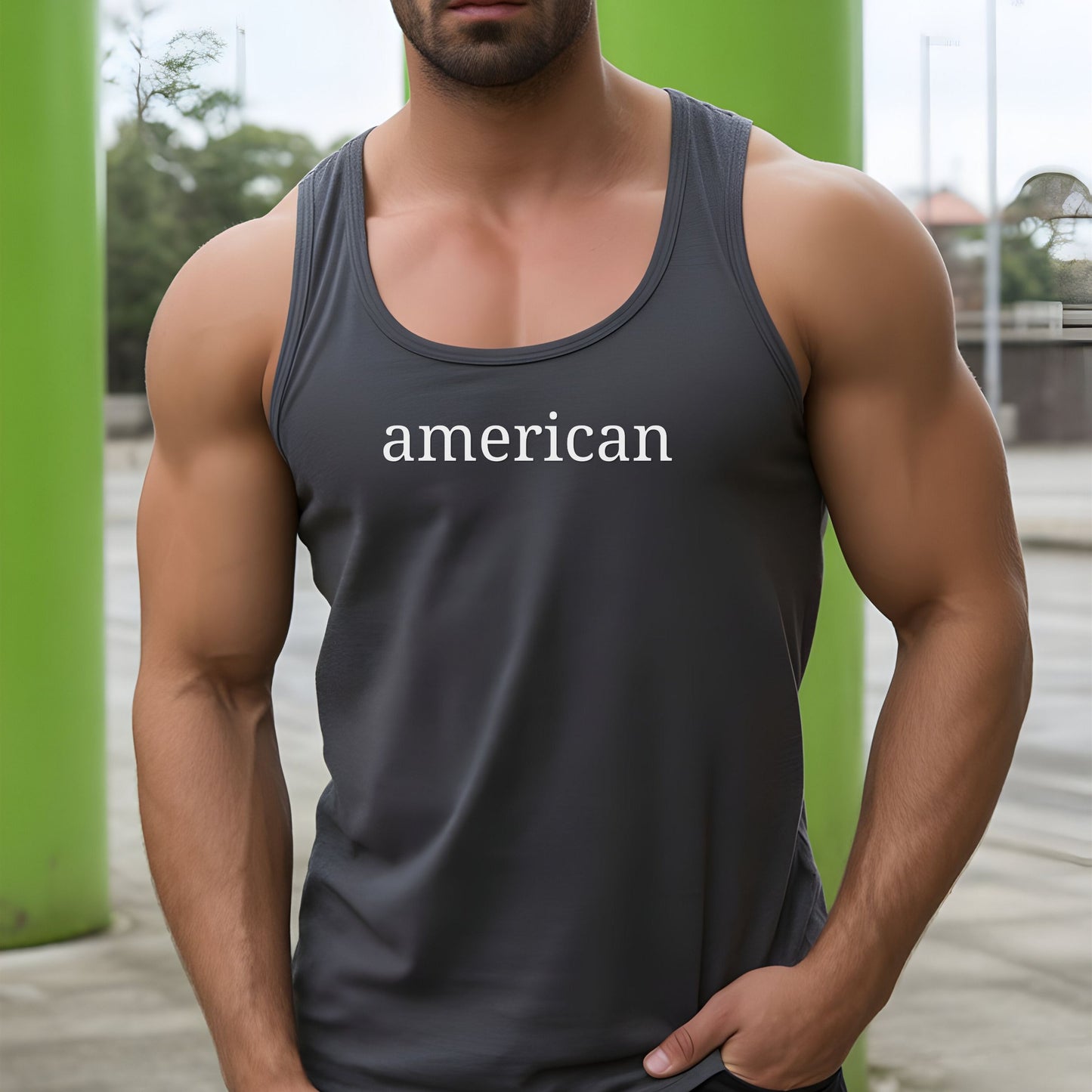 American Typography Minimalist Tank Top | Unisex Bella+Canvas