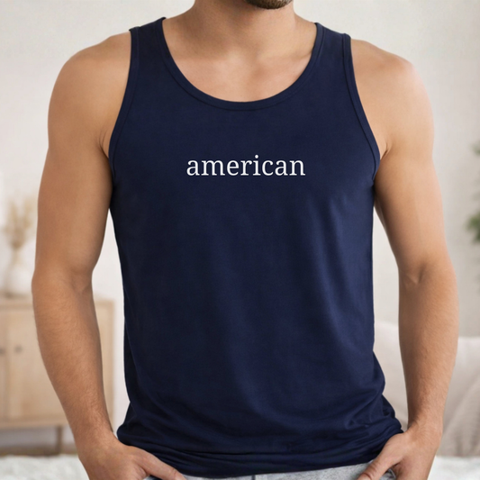 American Typography Minimalist Tank Top | Unisex Bella+Canvas