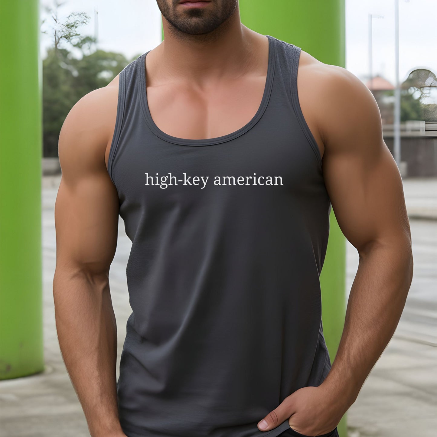 High-Key American Typography Minimalist Tank Top | Unisex Bella+Canvas