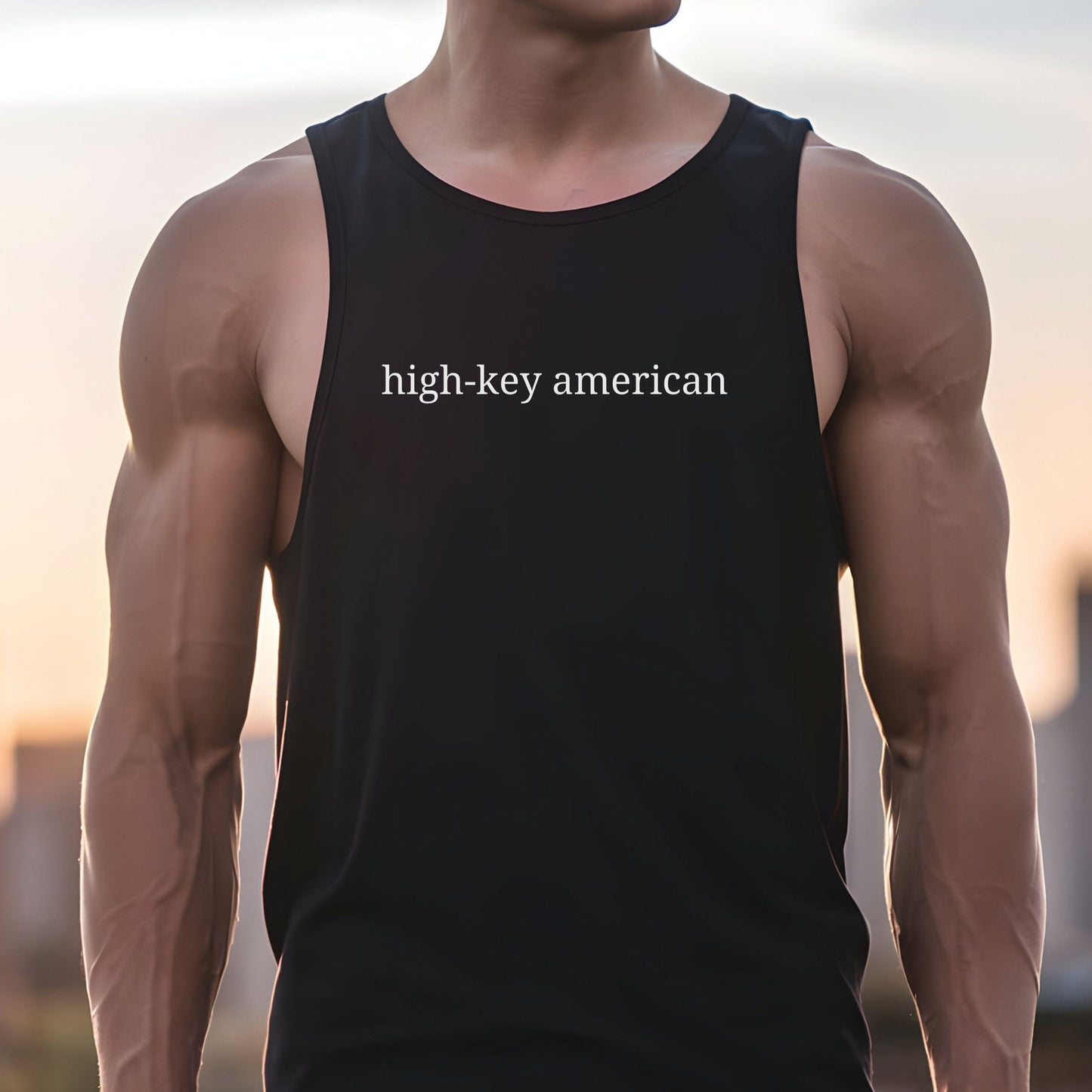 High-Key American Typography Minimalist Tank Top | Unisex Bella+Canvas