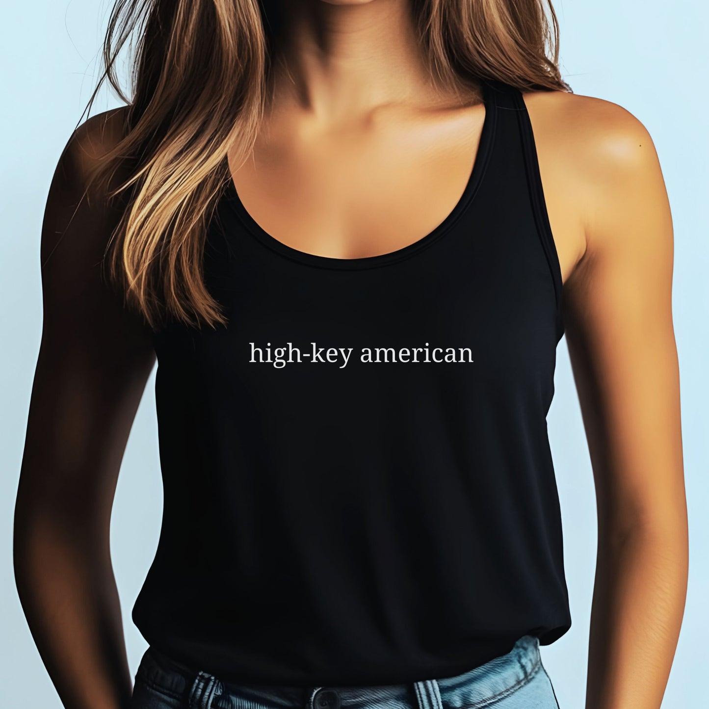 High-Key American Typography Minimalist Tank Top | Unisex Bella+Canvas