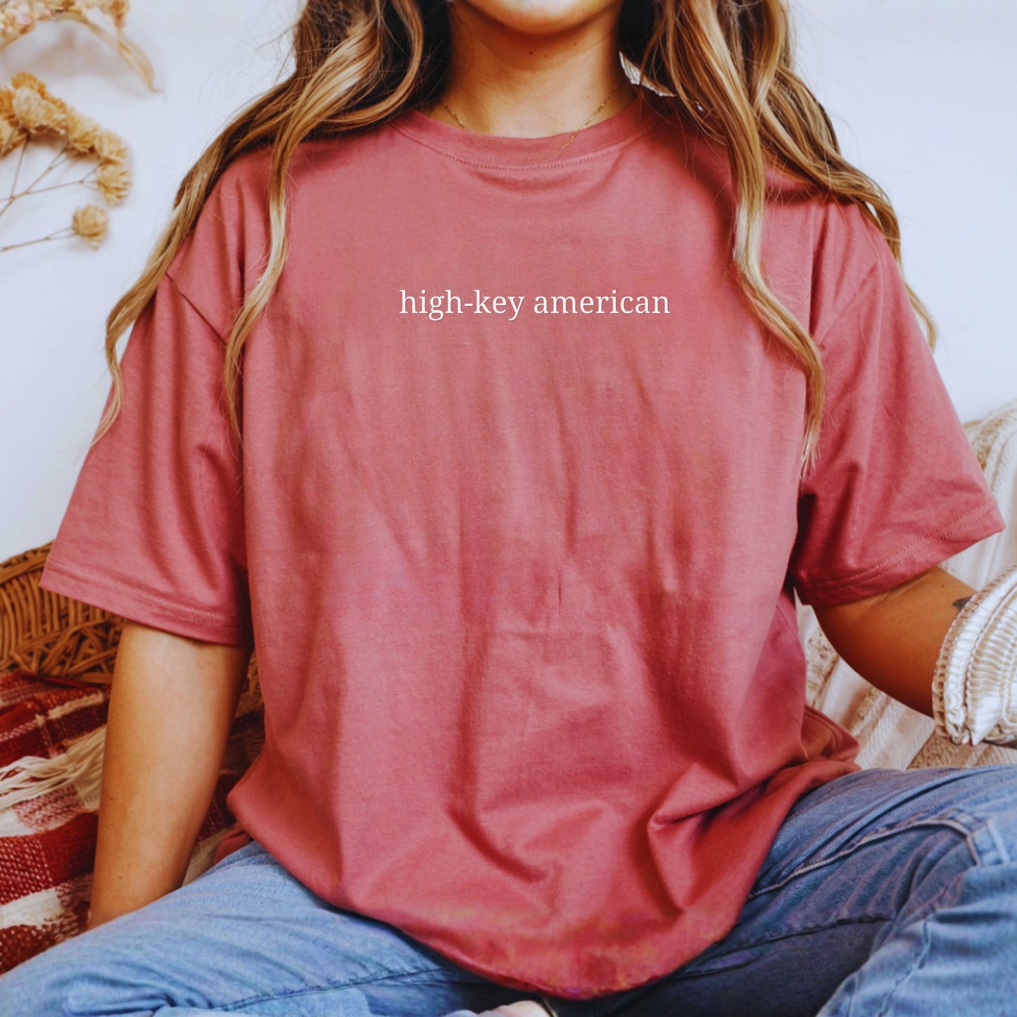 High-Key American Comfort Colors Shirt | Minimalist Patriotic Tee