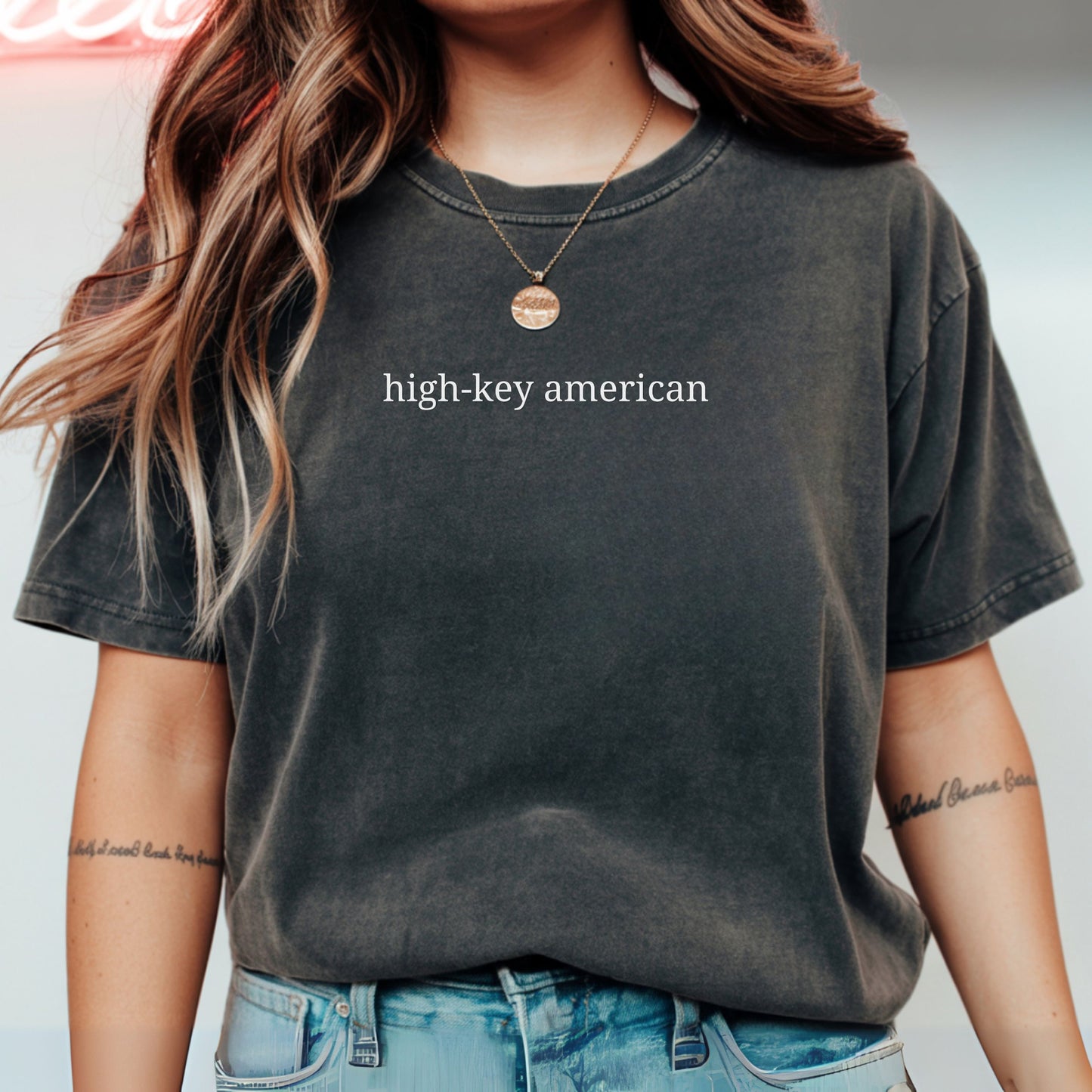 High-Key American Comfort Colors Shirt | Minimalist Patriotic Tee
