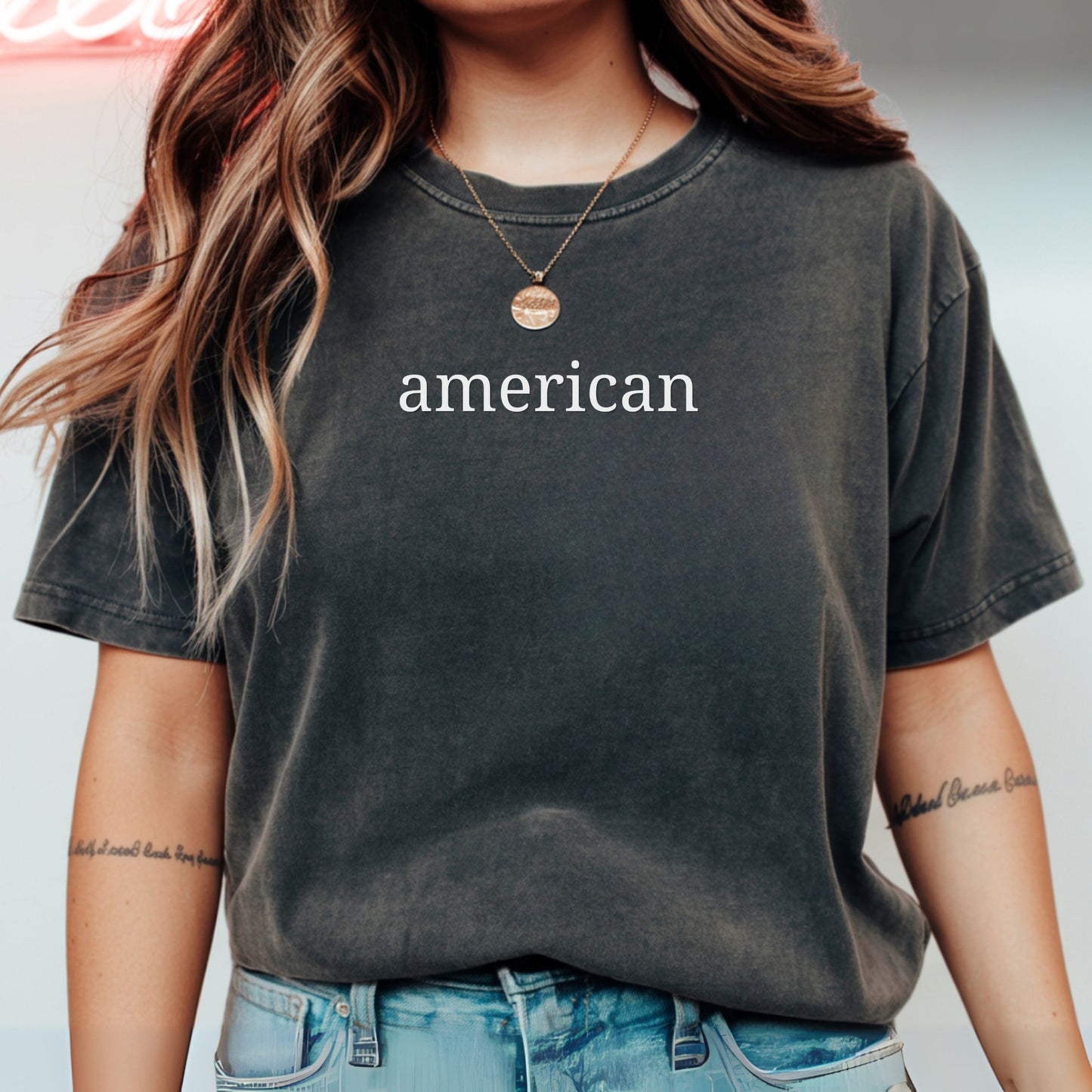 American Minimalist Comfort Colors Shirt | Patriotic Graphic Tee