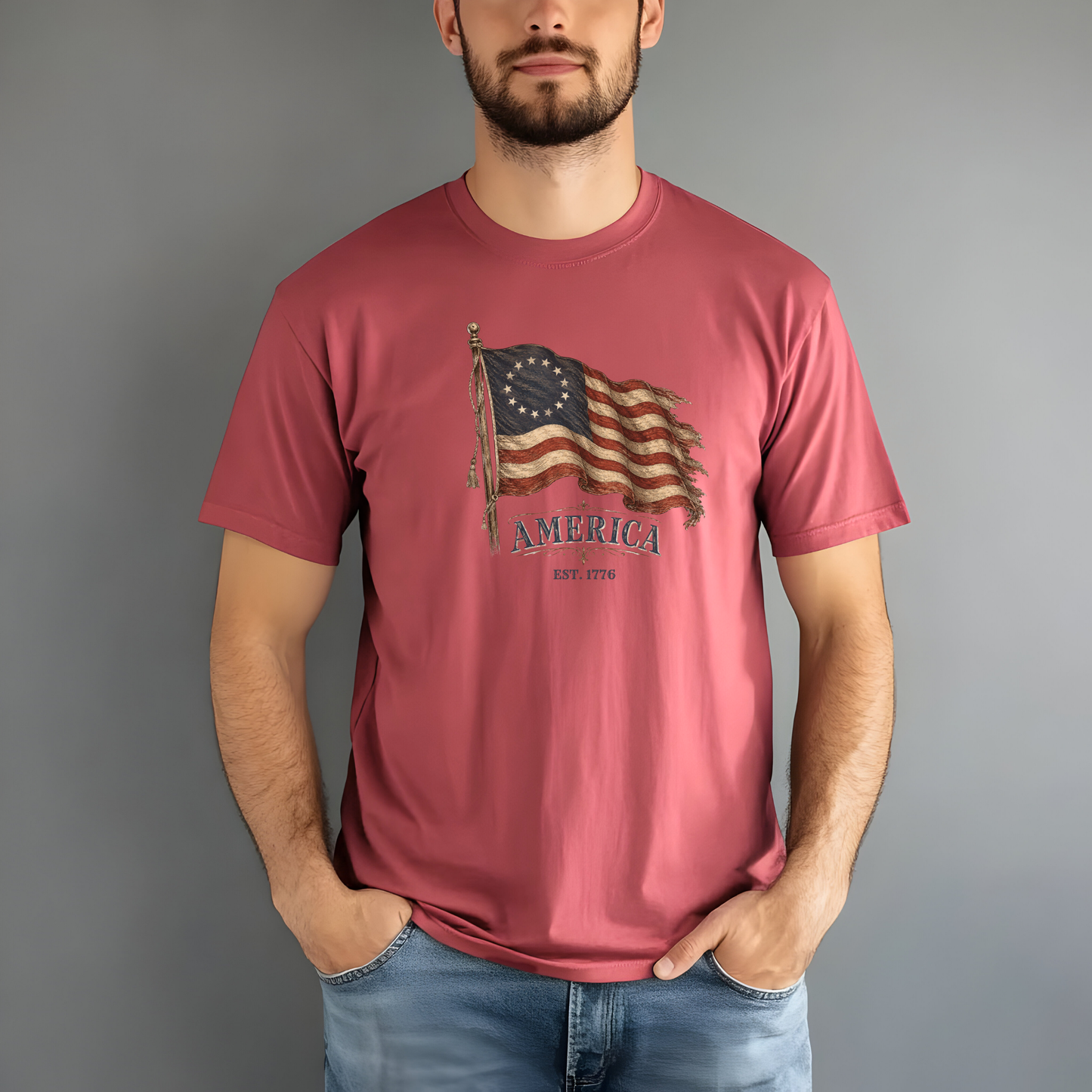 Distressed Founders Flag Tee | Comfort Colors Shirt