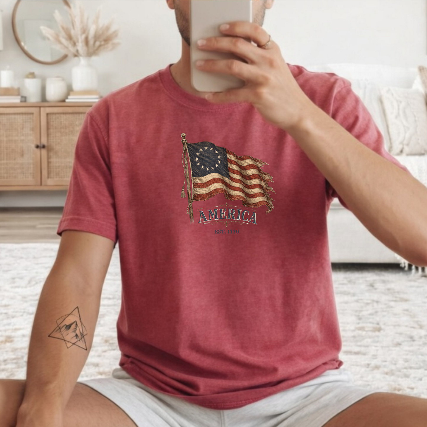 Distressed Founders Flag Tee | Comfort Colors Shirt