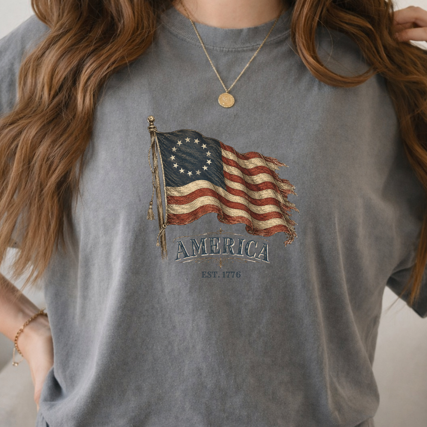Distressed Founders Flag Tee | Comfort Colors Shirt