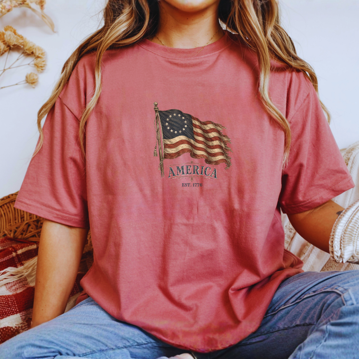 Distressed Founders Flag Tee | Comfort Colors Shirt