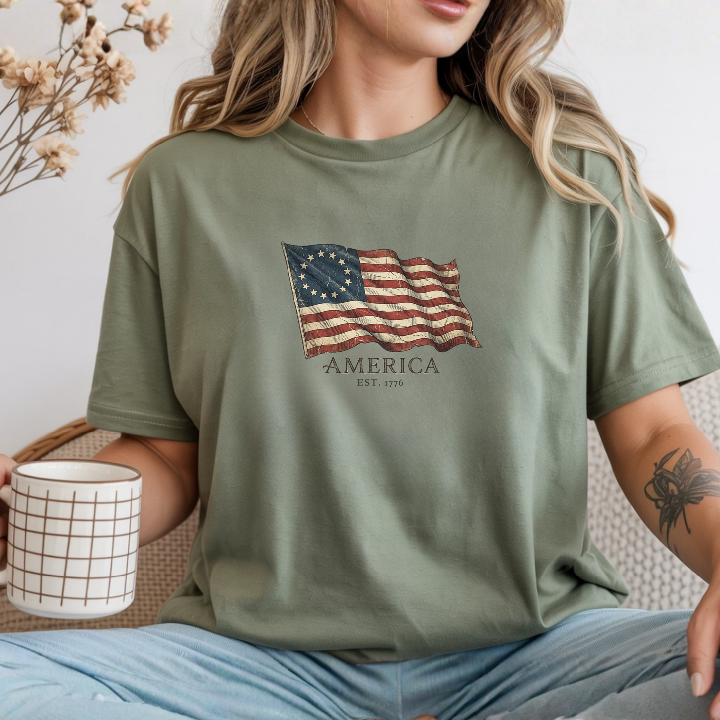 Founders Flag Comfort Colors Tank | America 250 Patriotic Tee