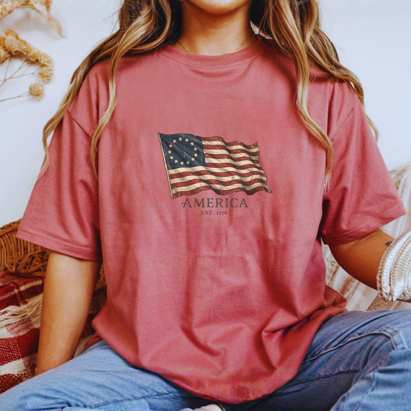 Founders Flag Comfort Colors Tank | America 250 Patriotic Tee