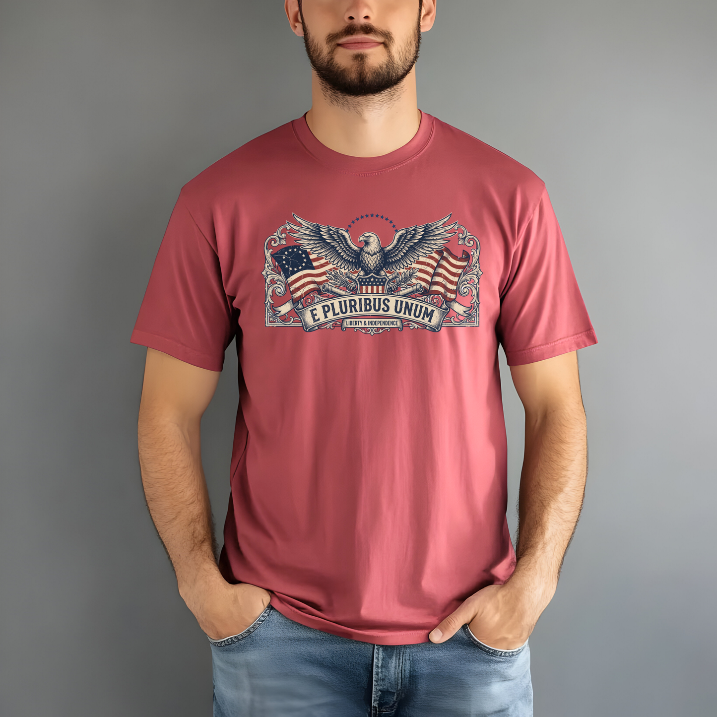 E Pluribus Unum Flag Red White Blue Tee | Comfort Colors Shirt
