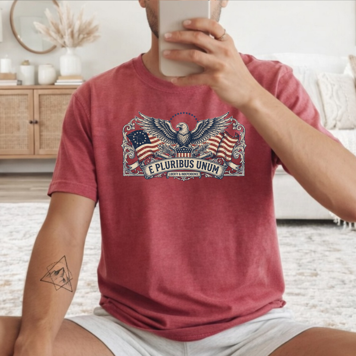 E Pluribus Unum Flag Red White Blue Tee | Comfort Colors Shirt