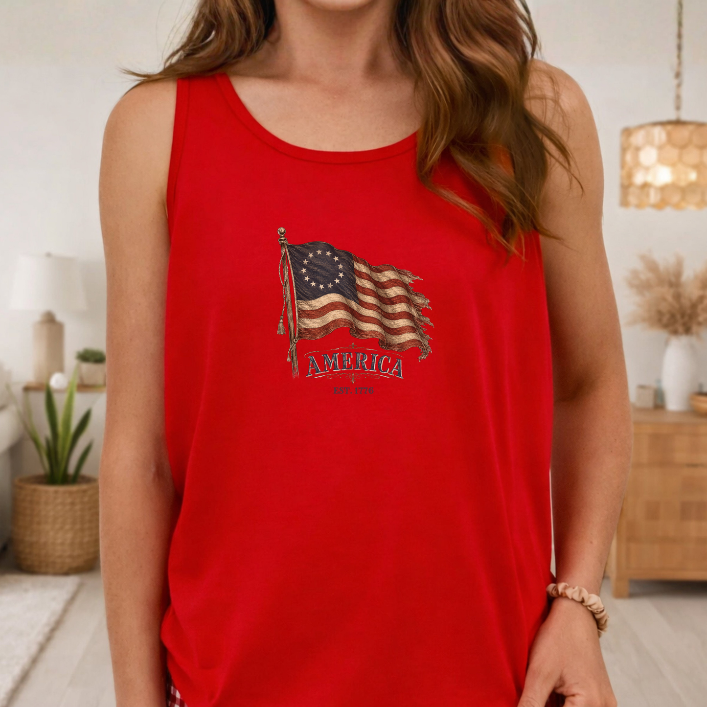 Distressed USA Founders Flag Tank Top | Unisex Bella+Canvas