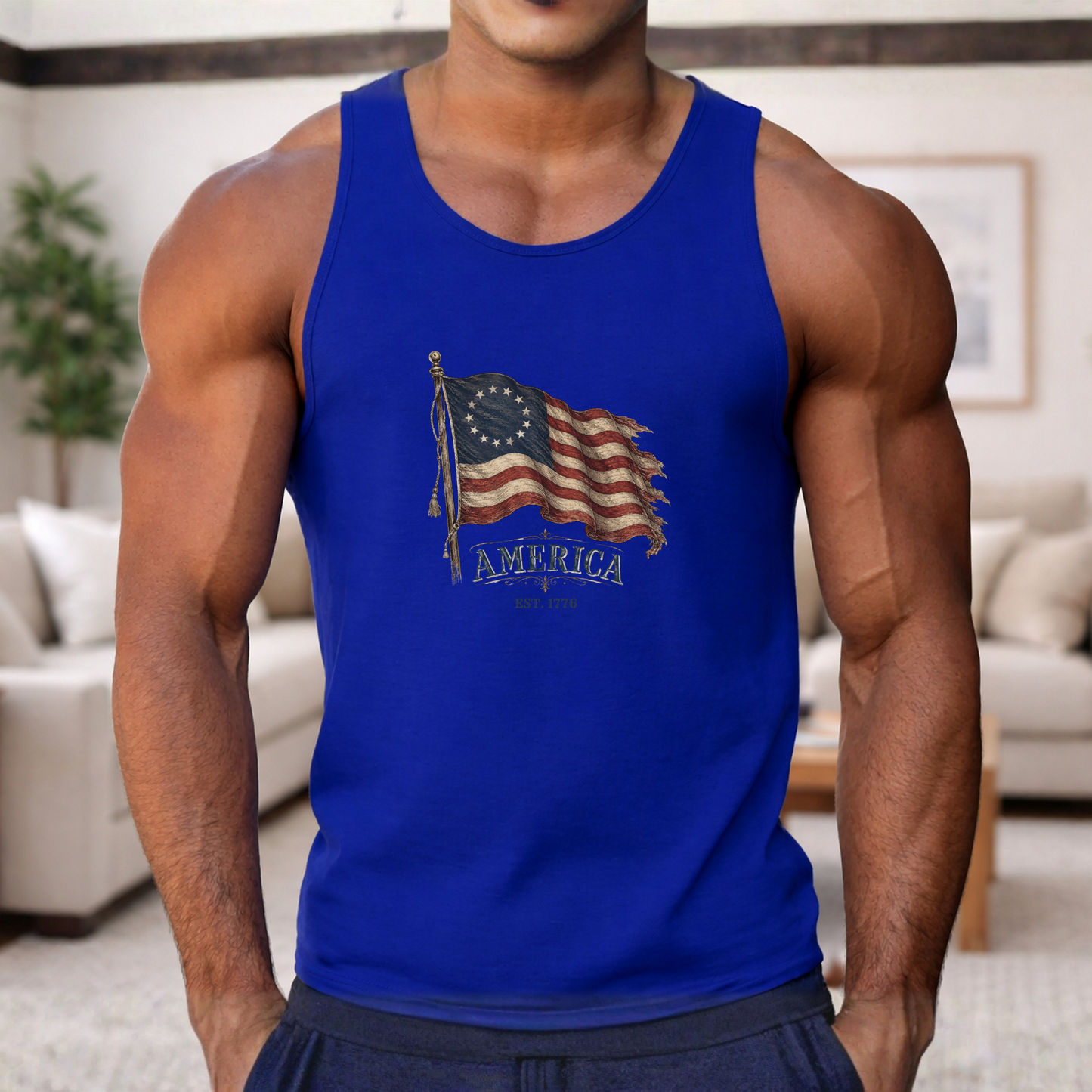 Distressed USA Founders Flag Tank Top | Unisex Bella+Canvas