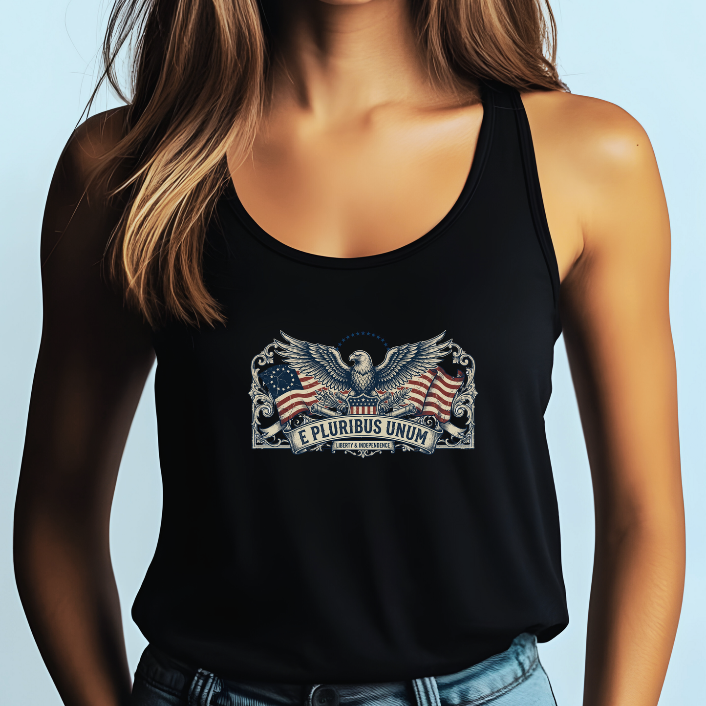 E Pluribus Unum Flag America 250 Tank Top | Unisex Bella+Canvas