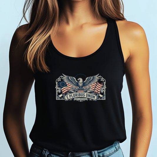 E Pluribus Unum Flag America 250 Tank Top | Unisex Bella+Canvas