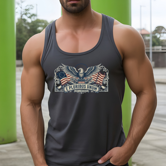 E Pluribus Unum Flag America 250 Tank Top | Unisex Bella+Canvas