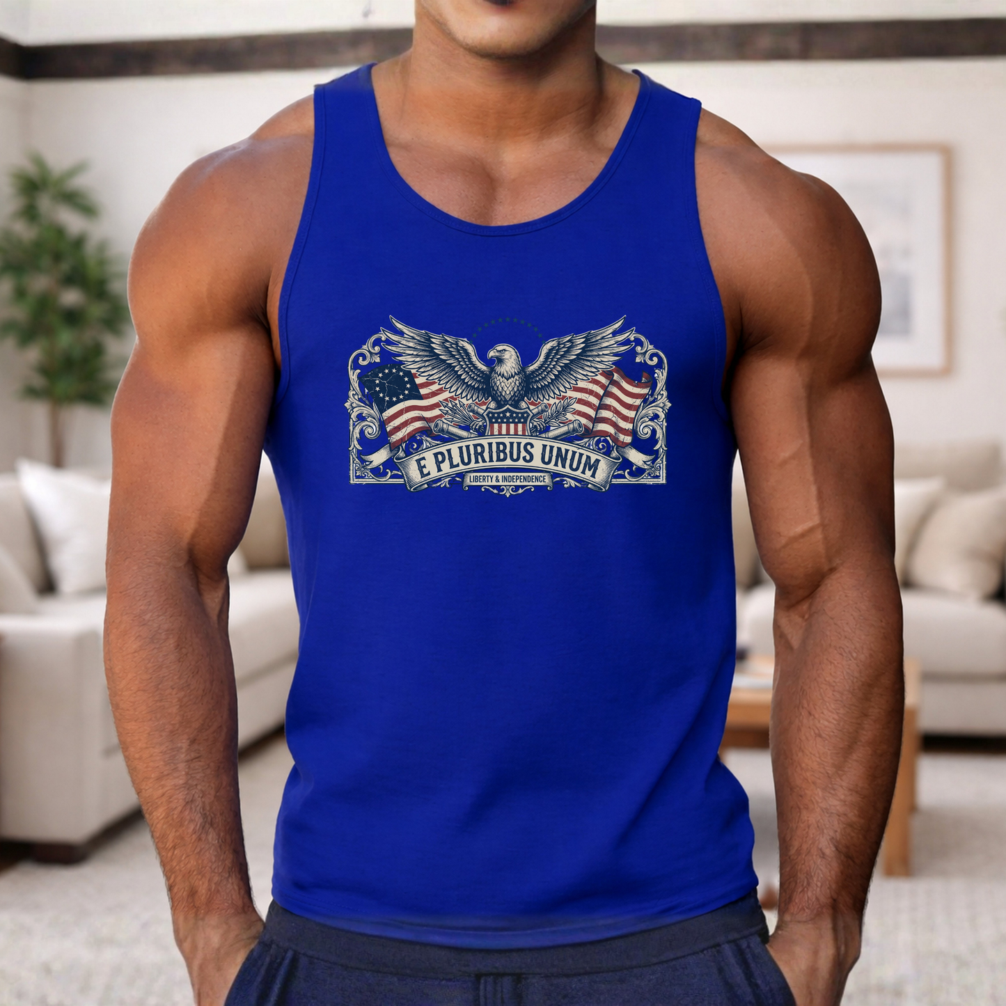 E Pluribus Unum Flag America 250 Tank Top | Unisex Bella+Canvas