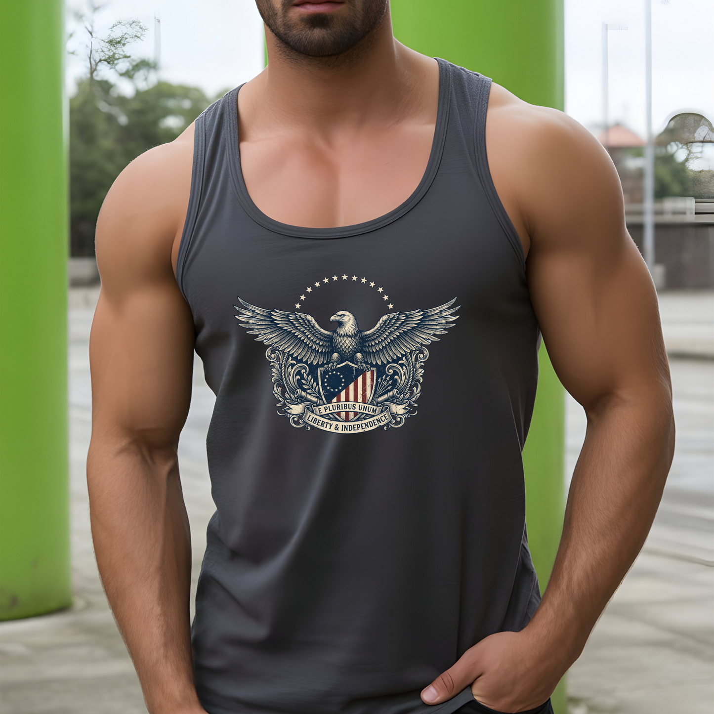 E Pluribus Unum Eagle America 250 Tank Top | Unisex Bella+Canvas