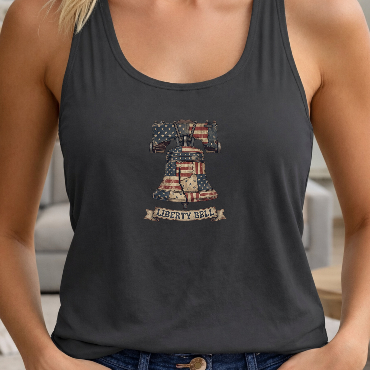 Liberty Bell Patchwork Quilt America 250 Tank Top | Unisex Bella+Canvas