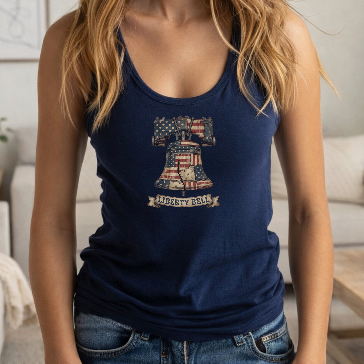 Liberty Bell Patchwork Quilt America 250 Tank Top | Unisex Bella+Canvas