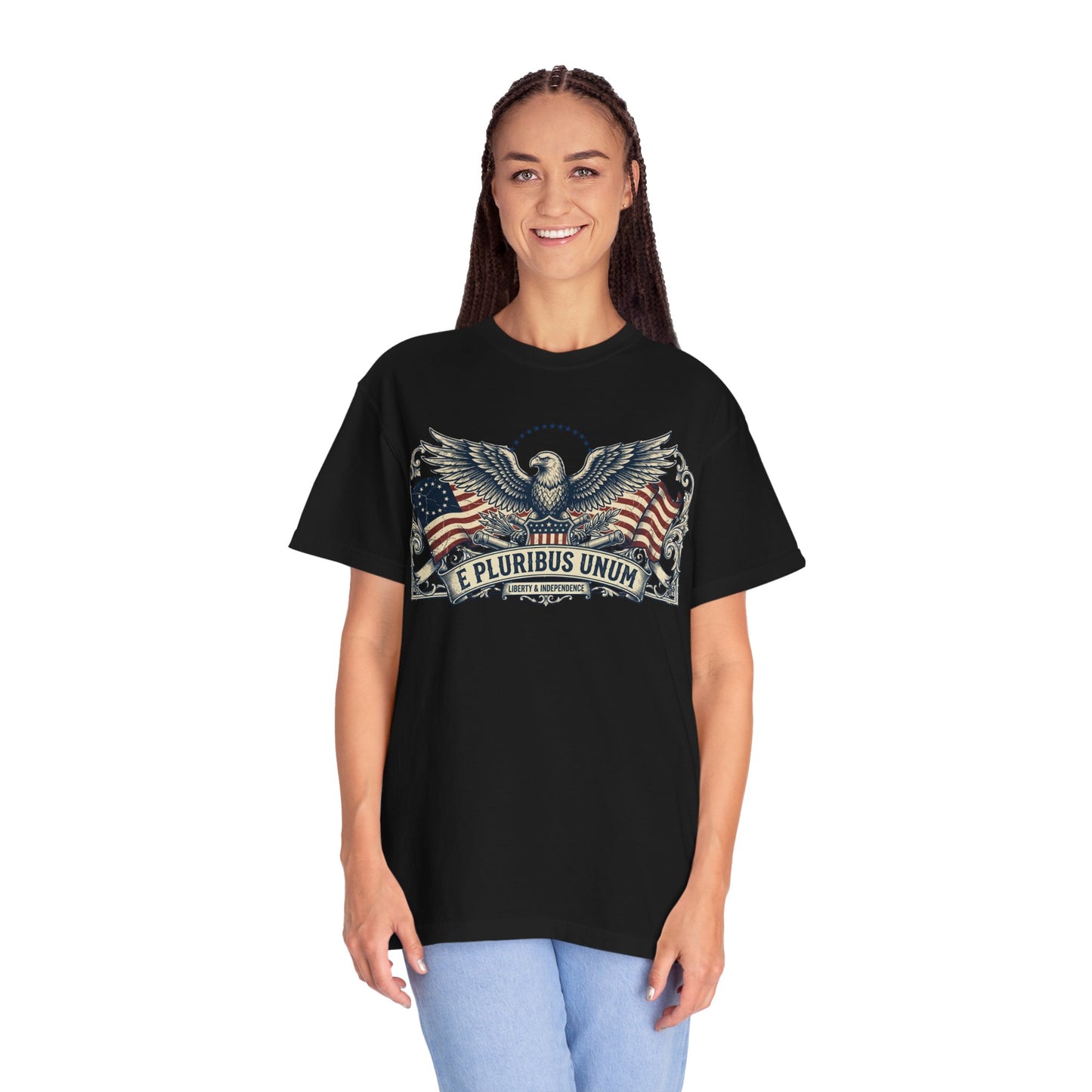 E Pluribus Unum Flag Red White Blue Tee | Comfort Colors Shirt