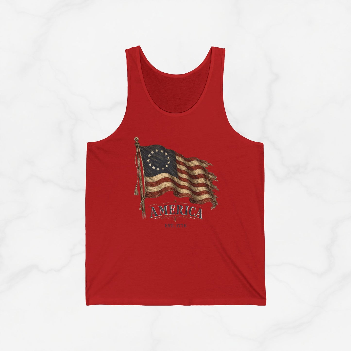 Distressed USA Founders Flag Tank Top | Unisex Bella+Canvas
