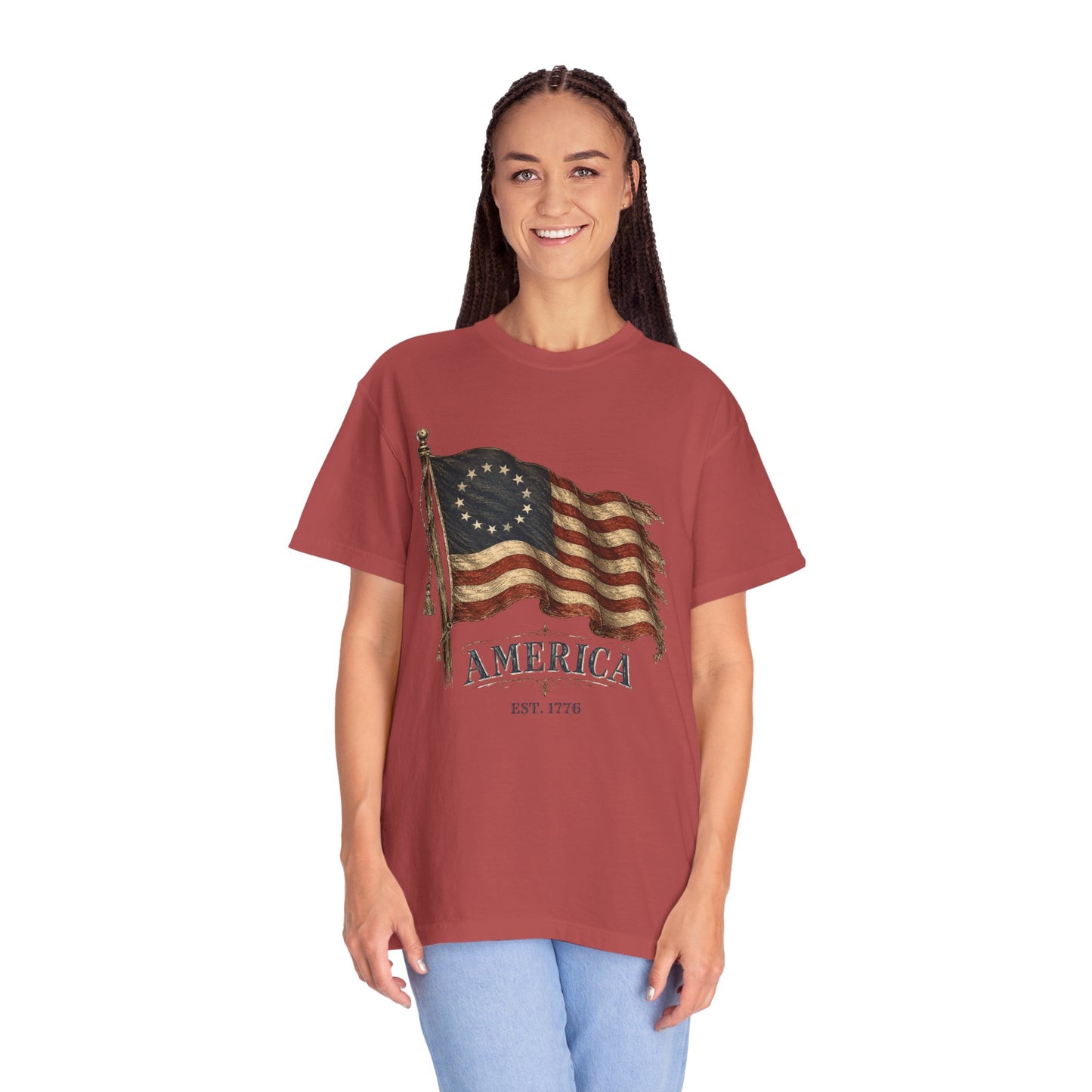 Distressed Founders Flag Tee | Comfort Colors Shirt